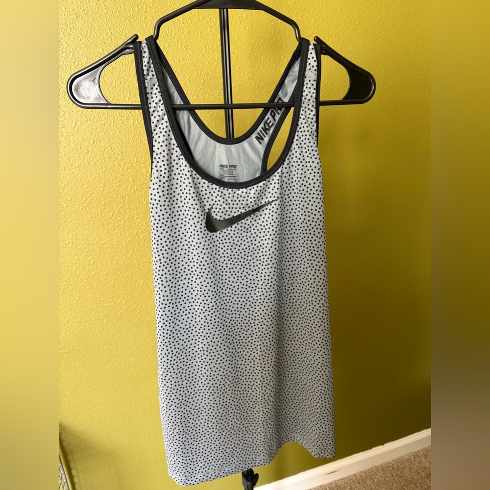 Nike Pro Y2K Gray/Black Polka Dot Activewear Top size L